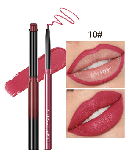 QIBEST Matte Nude Lipstick Pen Long Lasting Lipliner Lip Pencil Waterproof Lip Liner Contour Sexy Red Lip Makeup Set For Women