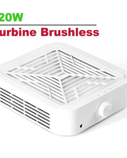 Turbine Brushless Nail Dust Remover Strong Suction 120W Nail Vacuum Cleaner for Manicure with Removable Filter Speed Adjustable