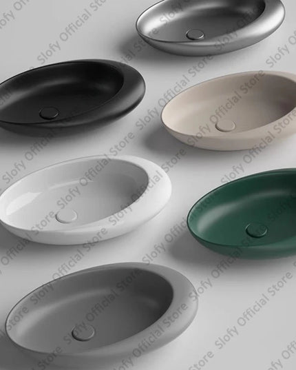 Nordic-style Hotel Countertop Basin Fashionable Art Bathroom Sink Egg-shaped Ceramic Sinks Various Styles Home Balcony Washbasin