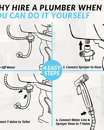 Handheld Toilet Bidet Sprayer Set Stainless Steel Hand Bidet faucet Sprayer Guns Bathroom Hand Sprayer Shower Head Self Cleaning