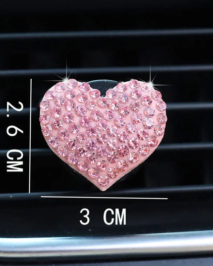 Heart-shaped Car Air Outlet Perfume Clip Rhinestone Car Air Conditioning Air Outlet Perfume Decoration Clip Car Auto Accessories