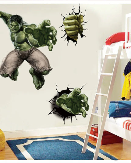 Spiderman Super Captain America Hulk Heroes Wall Stickers For Kids Room Home Bedroom PVC Decor Cartoon Movie Mural Art Decals
