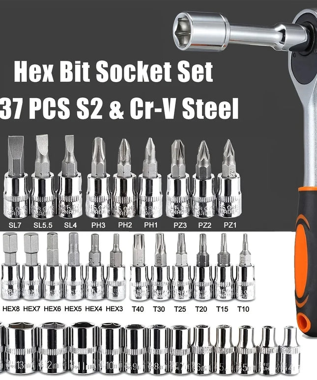 46-piece Auto Repair Combination Ratchet Wrench Toolbox, Auto Maintenance Vehicle-mounted Socket Repair Set Tools Kit
