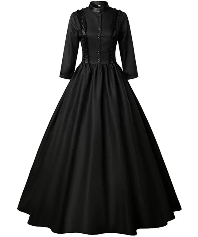 Medieval Victorian Retro Princess Cosplay Costume For Women Halloween Court Royal Gothic Elegant Vampire Bride Swing Dress
