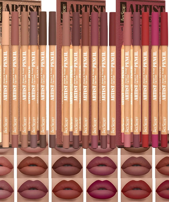 [Velvet Matte Lip Liner] 6pcs Long-Lasting Velvet Matte Lip Liner Pencils Set | Non-Drying & Perfect for Lining & Filling Lips