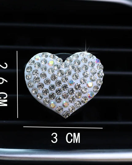 Heart-shaped Car Air Outlet Perfume Clip Rhinestone Car Air Conditioning Air Outlet Perfume Decoration Clip Car Auto Accessories
