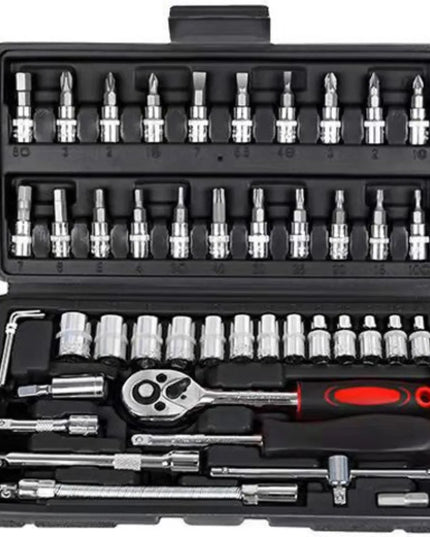 46-piece Auto Repair Combination Ratchet Wrench Toolbox, Auto Maintenance Vehicle-mounted Socket Repair Set Tools Kit