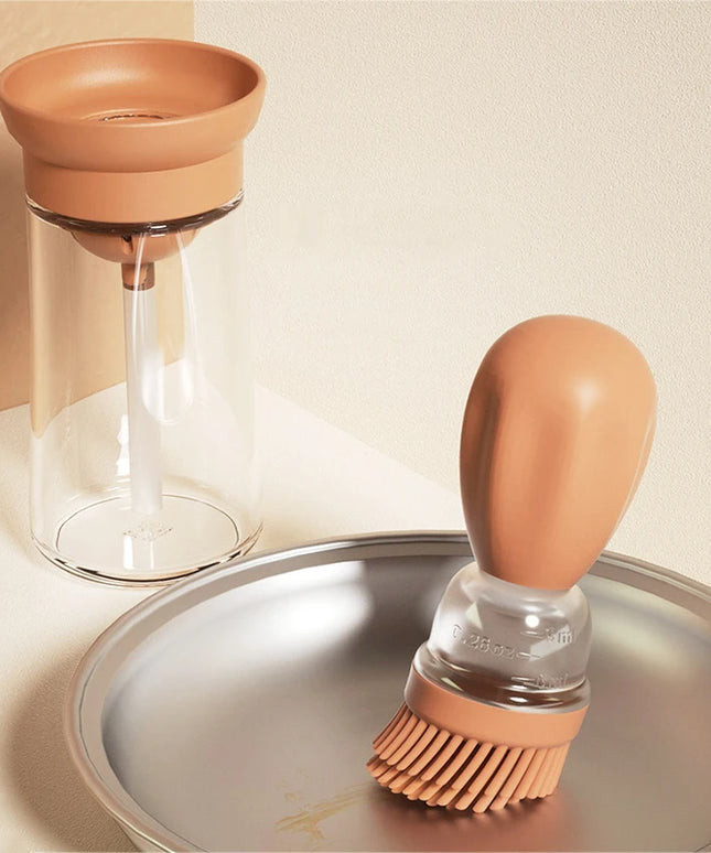 Portable Kitchen Oil Bottle Silicone Brush Control Quantitative With Barbecue Spray Bottle For BBQ Cooking Baking Oil Dispenser