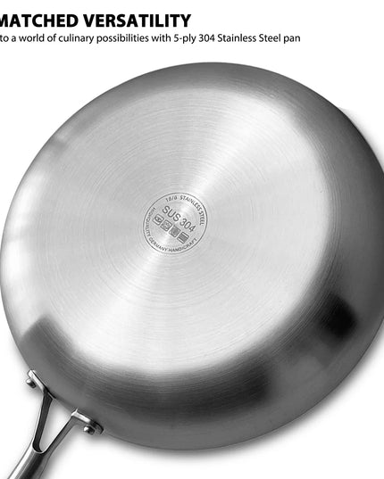 304 Stainless Steel Frying Pan NonStick Pan Fried Steak Pot Uncoated Kitchen Cookware For Gas Stove and Induction Cooker