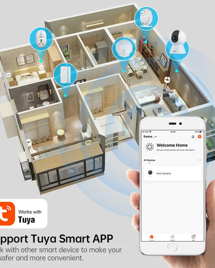 KERUI Indoor Wireless 8MP 4K HD Tuya Smart Mini WiFi IP Camera Security Home Surveillance Camera CCTV With Auto Tracking