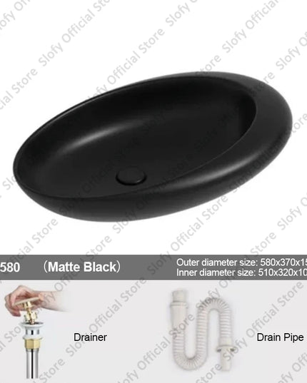 Nordic-style Hotel Countertop Basin Fashionable Art Bathroom Sink Egg-shaped Ceramic Sinks Various Styles Home Balcony Washbasin