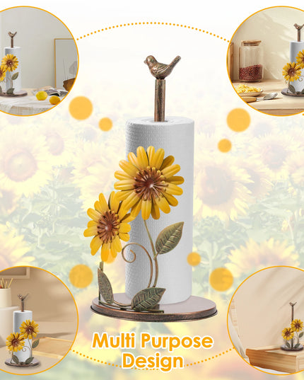 Sunflower Iron Roll Paper Towel Holder Bathroom Tissue Vertical Stand Kitchens Toilet Storage Countertop Accessories