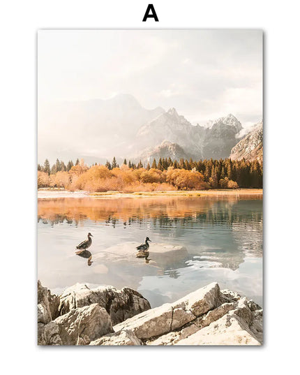 Autumn Scenery Wall Art Print Pumpkin Tree Grass Fox Canvas Painting food Poster Restaurant Kitchen Pictures Living Room Decor