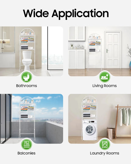 3 Tier Toilet Shelf, Over The Toilet Storage Organizer, Heavy Duty 55lbs Metal Bathroom Shelf with Large Platforms