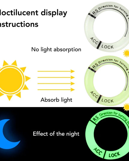 Night Luminous Car Ignition Key Ring Stickers Auto Motorcycle 3D Decals Decoration Key Fluorescent Circle