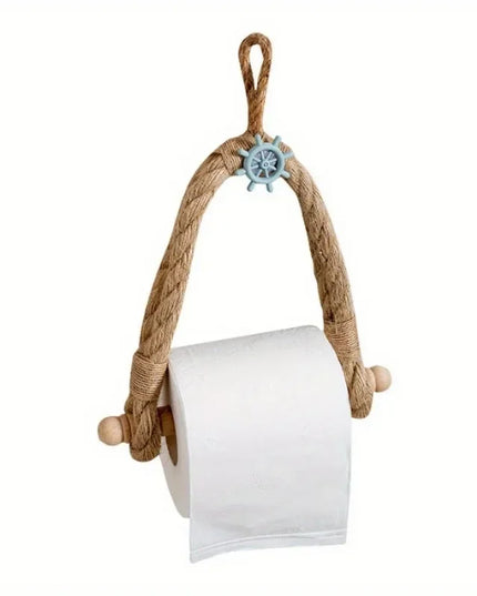 1PC Mediterranean Style Hand-woven Paper Roll Holder Bathroom No-punch Toilet Paper Holder Living Room Paper Roll Storage Shelf