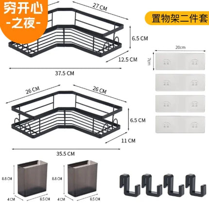 QYQRQF Adhesive Corner Shower Caddy No Drilling Stainless Steel Storage Rack with Hooks for Bathroom Rustproof Space Saving