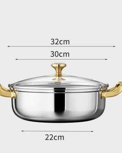 30cm Stainless Steel Frying Pan Non-stick Soup Pot wok with lid Home Honeycomb Induction Cooker Gas Stove Stew Kitchen Cookware