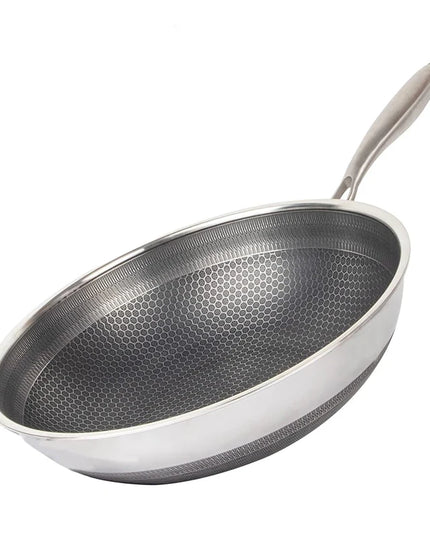 316 Stainless Steel Wok Pan Nonstick Honeycomb Wok Pan Large Deep Stir Frying Pan Skillet With Handle Induction Compatible JT560