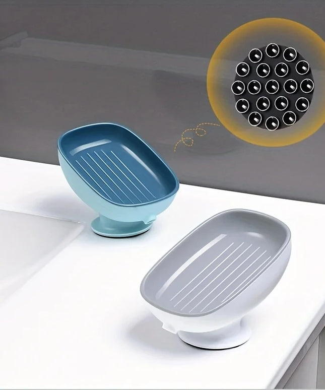 1pc Creative Soap Dish - Modern Drain Soap Tray with Suction Cup for Bathroom Organization and Hygiene