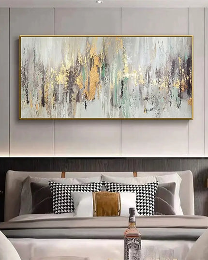 Gold Abstract Painting on Canvas Textured Wall Art Gold Foil Painting Boho Wall Decor Bright painting Large Modern Art Painting