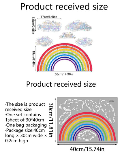 Rainbow Clouds, Sunlight Refraction, Dazzling Glass Display Windows, Home Decoration, Wall Stickers, Window Stickers