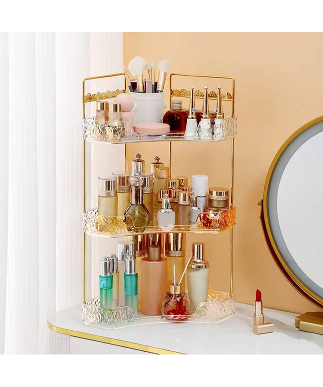 1Pc/Bathroom Cosmetic Rotating Storage Rack Desktop Cosmetic Organizer Shelf Toiletries Multi-Layer Storage Tray