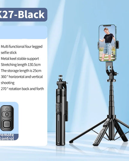 FANGTUOSI 2025 NEW 130cm four-legged Selfie Stick Tripod for Smartphone Camera With Phone stand Bluetooth shutter For Live video