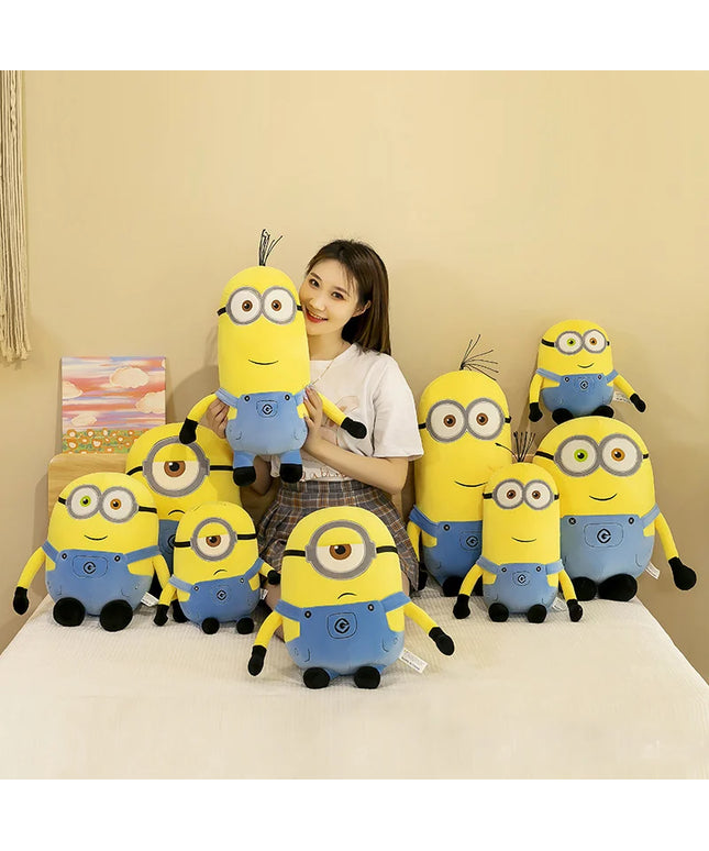 Minions Movie Periphery Yellow Plush Bob Plush Stuart Stuffed Toys In Jeans Soft Dolls Pillow Decoration Children Birthday Gift