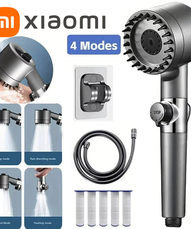 Xiaomi High Pressure Shower Head 4 Modes Water Saving with Filter for Hard Water Adjustable Spray with Massage Bathroom Shower