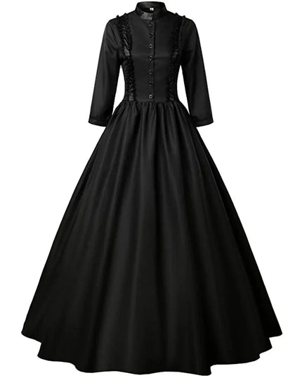 Medieval Victorian Retro Princess Cosplay Costume For Women Halloween Court Royal Gothic Elegant Vampire Bride Swing Dress