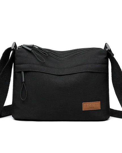 3 Main Pockets High Capacity Shoulder Crossbody Bag for Women Multi-pocket Purse Canvas Handbag Suitable for Mothers Shopping