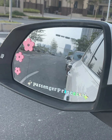 2pcs Mirror Decoration Sticker Passenger Princess Star Mirror Decal Sticker Rearview Mirror Car Vinyl Decoration Funny Car Decal