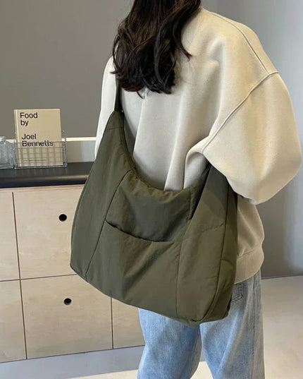 Trendy Women's Soft Cloth Shoulder Bag Solid Color Student 2025 Spring Y2k Casual Style Big Handbags Crossbody Bags for Women