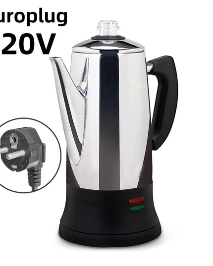 Electric Coffee Percolator 1.8L 12 Cup Stainless Steel Pot Urn Kettle Keep Warm Reusable Filter Basket Home Office Coffee Maker