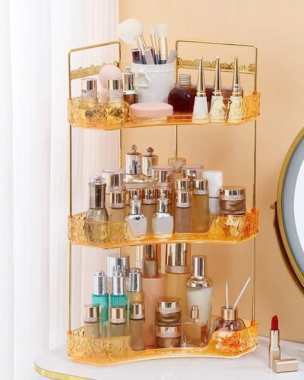 1Pc/Bathroom Cosmetic Rotating Storage Rack Desktop Cosmetic Organizer Shelf Toiletries Multi-Layer Storage Tray