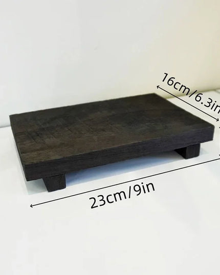 Wood Tray Pedestal Stand Bathroom Decor Wooden Vanity Hands Soap Scented Candle Storage Holder Tray Kitchen Seasoning Holder