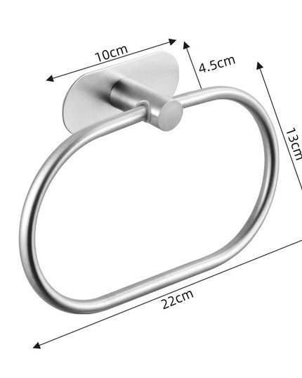 Stainless Steel Towel Holder Self-adhesive Bathroom Towels Rack Black Washhand Hanger Ring Rail Bar Kitchen Storage Accessories