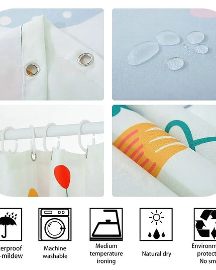 Funny Dinosaur Shower Curtain Dino Kid Cute Cartoon Children Animal Fun Girl Boy White Grey Polyester Fabric Hook Bathroom Decor