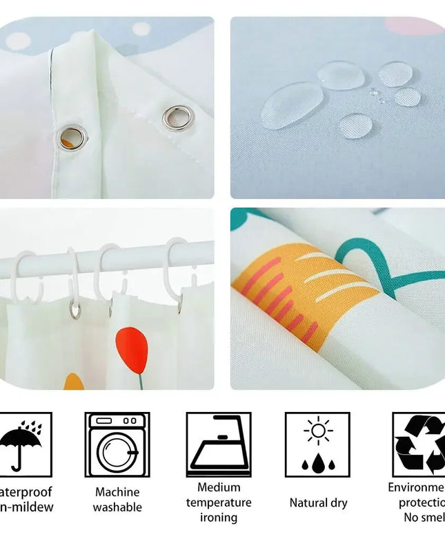 Funny Dinosaur Shower Curtain Dino Kid Cute Cartoon Children Animal Fun Girl Boy White Grey Polyester Fabric Hook Bathroom Decor