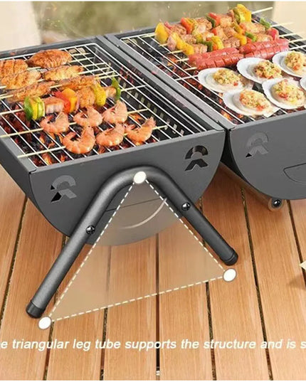 Portable Charcoal Grill Tabletop Outdoor Barbecue Smoker Small BBQ Grill for Outdoor Cooking Backyard Camping Picnics Beach