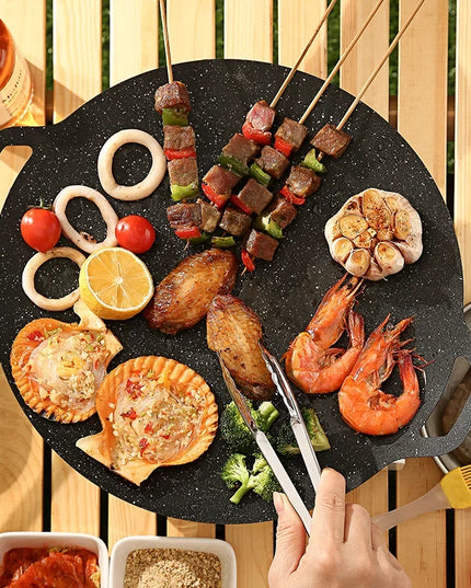 Roasting Round Pans Korean Aluminum Nonstick Grill Top Griddle Pan Bbq Fry Grill Outdoor Cast Iron Barbecue Griddles Grill Pans