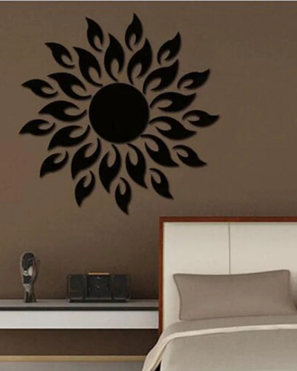Mirror Sun Flower Art Removable Wall Sticker Acrylic Mural Decal Household Room Decoration