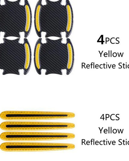 8 General-Purpose 3D Carbon Fiber Car Door Handle Stickers Scratch-Resistant Stickers Car Safety Reflective Strip Auto Stickers