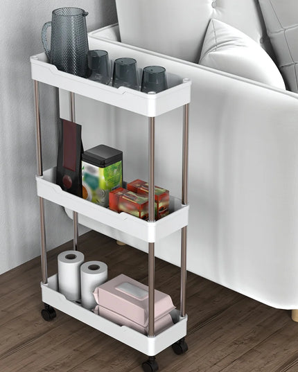 1pc Bathroom Storage Rack With Wheels, 3/4 Layer Rolling Utility Cart, Bathroom Storage Organizer, Multi-purpose Utility Cart, M