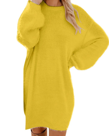 Women Winter Sweater Knit Crewneck Warm Long Sleeve O-Neck Casual Sweatshirts Dress Solid Color Oversized Basic Ladies Cloth