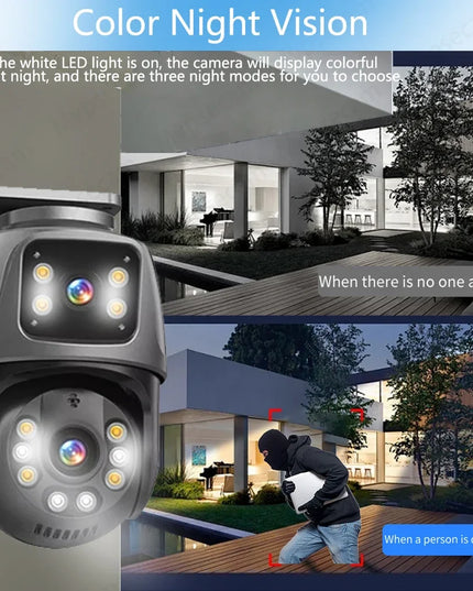 ICSee 8MP Dual Lens Dual Screen POE IP Camera Smart Home 360° PTZ Wired Network Video Surveillance Camera Human Detection CCTV