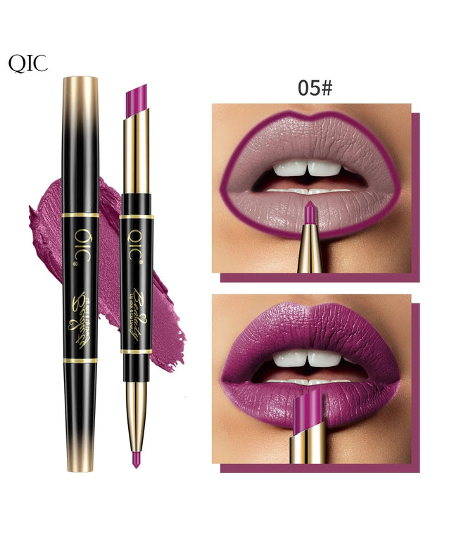 2 IN 1 Lip Liner Waterproof Nude Matte Lipstick Pencil Sexy Red Long Lasting Double Ended Lipliner Makeup Cosmetics For Women