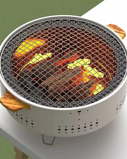 Portable Barbecue Grill Korean Charcoal Stove Stainless Steel Split BBQ Stove Round Non-stick Barbecue Rack For Outdoor Camping