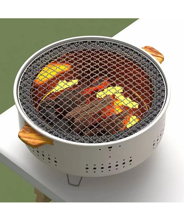 Portable Barbecue Grill Korean Charcoal Stove Stainless Steel Split BBQ Stove Round Non-stick Barbecue Rack For Outdoor Camping